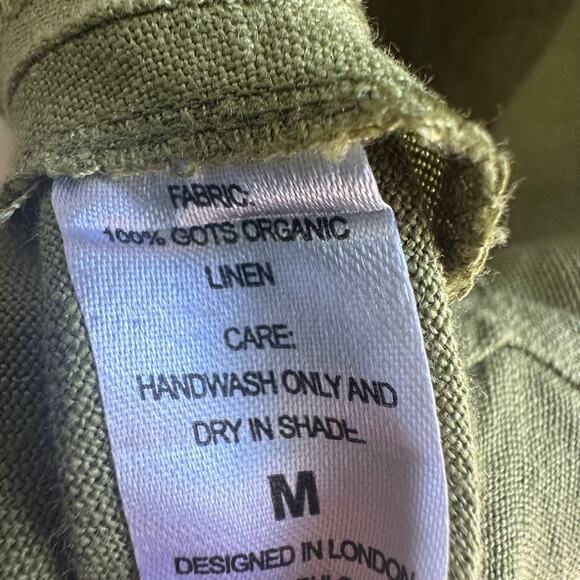 Casa Raki Selina Organic-Linen Voile Midi Dress Olive Green - Picture 7 of 8